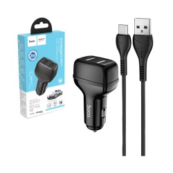 Hoco Z36 Leader Car Charger Dual Port Type-C Cable Set 1m Black Hoco Z36 Leader Car Charger Dual Port Type-C Cable Set 1m Black